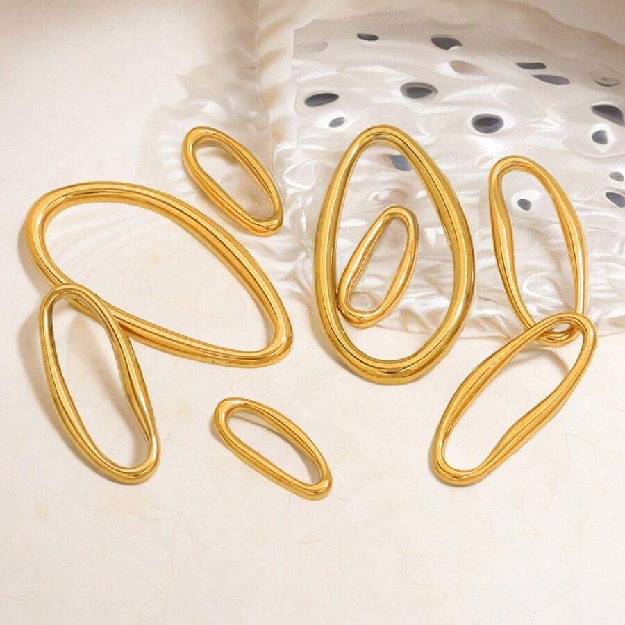 5 Pieces Of 304 Stainless Steel With 3 Sizes Of Asymmetrical Frames, Handmade Jewelry Accessories With 18k Gold-Plated DIY Connection Rings