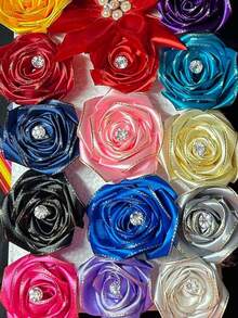 100pcs/Pack DIY Handmade Gold-Edged Colorful Ribbon Petals, Semi-Finished Ribbon Rose Flower Petals Eternally Fresh Rose Bouquet For Valentine's Day, Party, New Year, Halloween, Wedding Gifts - Your Own Eternal Rose Bouquet - Multicolor - View 5