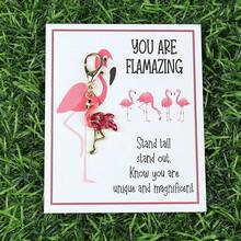 1 件/2 件/3 件/5 件/6 件/12 件“你真棒”贺卡，优雅的水钻火烈鸟钥匙扣，生日、派对、周年纪念、毕业典礼、节日和婚礼的贴心礼物，附赠励志卡片，适合家人和朋友聚会，创意设计，迷人的插图，火烈鸟礼物万圣节配饰教师节包配件挂绳带身份证夹汽车配件包饰