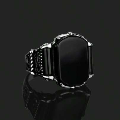 1 件男士时尚戒指，复古商务风格合金镶嵌人造宝石戒指，适合情人节、度假、通勤、约会、派对、婚礼、订婚、丈夫、男朋友、父亲生日礼物、周年纪念、新年礼物，所有季节