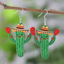 Vintage, süße, bunte Esel-Anhänger-Ohrringe für Frauen, doppelseitiger Holz-Mexiko Cinco de Mayo Party Schmuck Geschenk