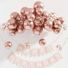 30pcs/Set Shiny Rose Gold Metallic Sequin Or Pearlescent Rose Gold Latex Balloons Pack, Suitable For Bachelorette Party, Birthday, Wedding, Proposal, Mother's Day, Graduation, Halloween, Christmas And Other Indoor/Outdoor Decorations
