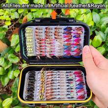 114Pieces-Set With Flies Box Assortment Nymph Streamer Fishing Fly Hook For Trout Bass Salmon Steelhead Fly Fishing Lures -Material Artificial Feather&Rayon