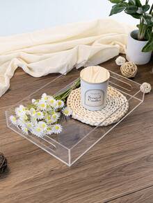 1pc Premium Transparent Acrylic Tray, Fruit Plate, Hotel Or Home Use, Storage For Cosmetics - Clear - View 2