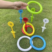 1 Set Outdoor Strand Sportspielzeug, Rasenspiel-Ausrüstung, nummeriertes Ringtoss-Spiel, interaktives Eltern-Kind-Lernspiel, Halloween & Weihnachtsgeschenk - strapazierfähiges PP-Material, Weiß, Rot, Blau, Grün, Gelb, Strandaccessoires (Die Punktzahlen und Farben in jedem Set sind nicht fest)