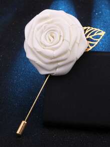 1 Peça Boutonnière de Noivo em Rosa de Seda com Folha de Corrente Dourada para Decoração de Noivo, Casamento e Festa de Casamento, Melhor Presente, Decoração de Casamento, Decoração Doméstica, Decoração de Quarto, Lembrancinhas de Festa, Decorações de Aniversário de Noiva, Formatura, Decorações de Festa Despedida de Solteira