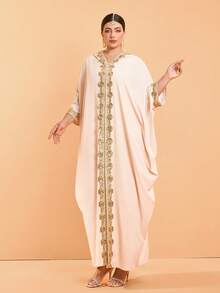 Plus Size New Arrival Hooded Robe With Floral Applique (Inner Garment Not Included) - Apricot - View 4