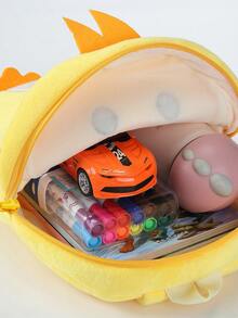 MICHLEY 1pc Boys Girls Owl Backpack Little Monkey Little Yellow Duck Cartoon Cute Plush Double Head Zipper Closure Schoolbag Student Learning Supplies Suitable For Travel Outing Outdoor Vacation Camping Holiday Gift - Little Yellow Duck - View 8