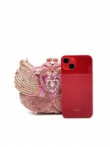 Luxury Swan Design Silver Crystal Evening Purses,Animal Design Rhinestone Clutches For Wedding & Bride Party Dinner Ladies Purse Rhinestone Minaudiere Handbags,Prom & Party Events,Best Gift For Her - Baby Pink - View 6