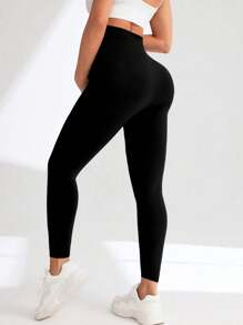 Women's High-Waisted Solid Color Seamless Leggings, Casual High Waist Elastic Lifting Yoga Pants, Fitness Yoga Tights, Casual Sports 7/8 Pants. Lift And Sculpt Peach Hips, Lightweight And Comfortable, Suitable For Indoor, Studio, Stretching, And Daily Life & Work Casual Wear.
