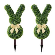 Bunny Decoration Artificial Fake Tree, Rabbit Shape, Garden Decoration 2 Pieces 40 Inches - màu xanh lá - Xem 1