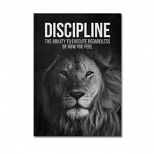 1 pezzo Tela stampata con dipinto di un leone, citazione motivazionale, poster animale ispiratore e positivo per decorazione d'ufficio o casa, senza cornice