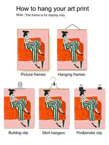 1 buc. Poster artistic la modă pentru femei pe canapea - Decorare de perete în stil pictură în ulei fără rame, potrivit pentru camere de zi, dormitoare și birouri de acasă - ilustrații retro și moderne, decor minimalist, artă de perete poster - Multicolor - Vizualizare 5