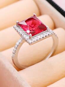 1pc Classic Elegant Round Cubic Zirconia Ring, Versatile Daily Wear, Surprise Gift For Valentine's Day, Dating - 0256 - View 19