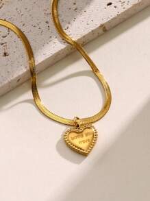 1 Stück minimalistischer, vielseitiger Herz- & Buchstaben 18K Goldplattierter Edelstahl Anhänger Halskette, geeignet für den täglichen Gebrauch und als Geschenk zum Geburtstag/für Paare