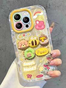 熊卡通彩绘装饰配件高端羽毛雪纺银色简约时尚手机壳适用于 /Galaxy/手机 - 彩色 - 查看 4