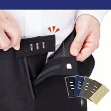 Adjustable Waist Belt Extender - Detachable, Elastic Fit, Unisex For Pants, Long Hook, Jeans Button Extender Set, Waist Belt Extender, Practical Sewing Tool, Unisex Adjustable Waist Belt Extender - Multicolor - View 2