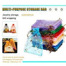 50pcs/Set Multi-Purpose Storage Bags: Jewelry Organizer, Gift Wrapping, Christmas Presents, Weddings, Celebrations - 9cm/3.5" X 7cm/2.8", 7x9cm/2.8"X3.5", 100% Polyester - Multicolor - View 4