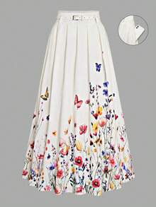 Women's Floral Print Skirt, Vacation Vibe - Multicolor - View 1