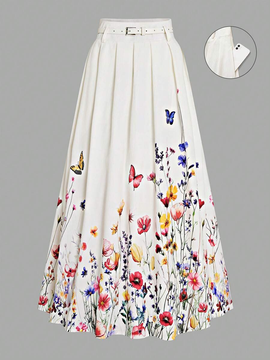 Women's Floral Print Skirt, Vacation Vibe - Multicolor - View 1