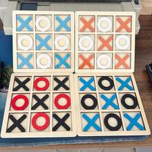 1 件木制 XO 井字棋逻辑思维大脑桌面游戏三重井字棋玩具培养耐心休闲缓解压力玩具，派对聚会