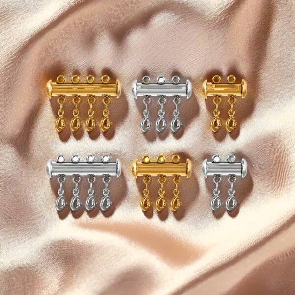 1pc 304 Stainless Steel Magnetic Spring Clasp Lobster Clasp Connector Multi-Strand Connector Layered Clasp Tube DIY Jewelry Accessories Multi-Strand Connector Necklace