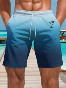 Plus Size Men's Hawaiian Style 3D Print Casual Beach Shorts - Quick Drying, Drawstring Waistband, Perfect For Summer Outings