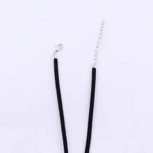 1 szt. Modny srebrny/złoty wisiorek z 7 pierścieniami na 32-calowym czarnym zamszowym sznurku naszyjnik - Antyczne srebro - Zobacz 8