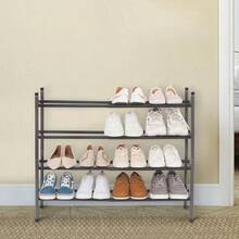 Expandable Shoe Rack, 44 Pairs Stackable Small Shoe Rack, Metal Adjustable Shoes Organizer For Closet, Entryway, Hallway, Garage, Front Door, Shoes Shelves, Black 10 Tier - Black - View 8