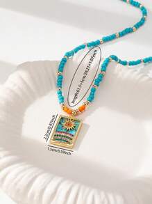 1 peça colar de contas boho de verão com pingente de carta de tarô, colar com vocação, praia, viagem, ráfia, estrela do mar, joias para mulheres, joias boêmias