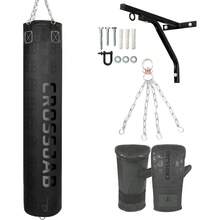 CROSS Filled 3ft 4ft, 5ft Boxing Punch Bags With Gloves, Chain & Wall Bracket - Black - View 1