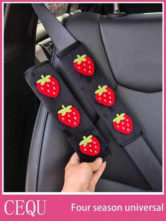 Car Interior Seat Covers, Seat Belts, Shoulder Protectors, Accessories, Short Plush Strawberry Shoulder Protectors, Suitable For Use In Cars, Trucks, Refrigerators, Armrests, Backpacks, Etc. Non Slip And Comfortable, Suitable For All Seasons