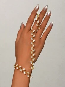 1pc Minimalist Luxury Zirconia Finger Chain Bracelet, Suitable For Women, Versatile For Summer