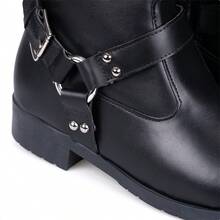 Domidona Women's Biker Boots High Shaft Tractor Heel With Elegant Details - 黑色 - 查看 7