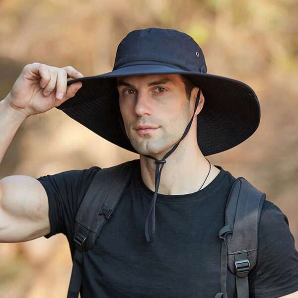 1pc Spring/Summer Extra Wide Brim Sun Hat, Outdoor Fishing Cap For Men, Hiking Sun Protection Hat