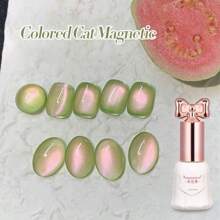 SHANGFEIYA 10ml Summer Ice Transparent Green Guava Cat's Eye Nail Polish Glue New Magnetic Powder Glass Bead Jelly Cat's Eye Nail DIY Factory Direct