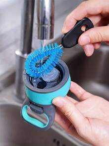 1/3件套瓶子清洁刷套装，采用耐用的尼龙和不锈钢材质，长柄防滑设计，包含吸管刷、马克杯刷和玻璃杯刷 - 适用于厨房清洁 - 适用于所有类型的瓶子 - 理想的乔迁礼物和厨房爱好者礼物 - 彩色 - 查看 4