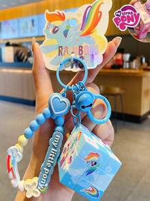 1 件我的小马驹（暮光闪闪、云宝破折号、萍琪派）动漫周边魔方钥匙扣吊坠，Ins 风格装饰，适合作为送给朋友、家人、同事的礼物，可用作背包、钥匙，全年适用