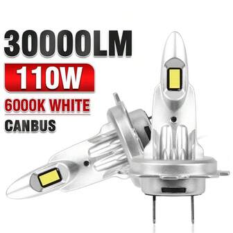 Roadsun 2 件装 H7 H1 H4 H11 9005/HB3 9006/HB4 LED 汽车前灯 - 30,000LM 超亮，6000K 白光，易于安装，适合大多数车辆，使用寿命 >60,000 小时，超强散热系统