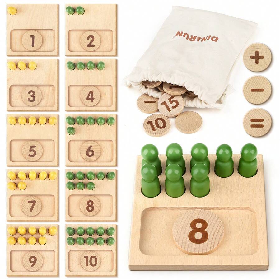 vanplay Montessori Math Toys For Kids Ages 3-6 - Wooden Counting Peg Board, Preschool Learning Numbers And Counting STEM Toy, Educational Gift For Boys And Girls