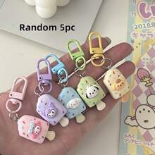 Sanrio 5 Pieces Sanrio Cream Keychain Pendants - New Black Beauty, Melody Cinnamon Dog HelloKT Keychain, Cartoon Character Pendant, Multi-Color Design, Plastic Structure And Easy-To-Install Keychain, Very Suitable For DIY Gifts