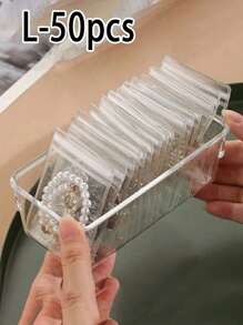 50pcs 30pcs 5pcs Jewelry Storage Bags, Jewelry Pouches, Small Jewelry Clear Bags, Gifts, Small Accessories, Earrings, Anti-Rust Premium Jewelry Storage Bags - Compact Transparent, Suitable For Necklaces, Bracelets And Rings - Portable And Space-Saving Zippered Jewelry Display Bags - PVC Ziplock Bags For Rings, Earrings And Small Accessories, Compact And Convenient Jewelry Storage Bags For Women Storage Organizer Travel Essentials Back To School Dormitory Storage
