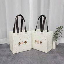 12pcs/Cartoon Cute Bear Tote Bag Clothing Store Non Woven Bag Shopping Gift Shopping Bag Summer Cooling,Beach,Travel