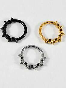 1PC Stainless Steel 16G Symmetric Geometry HingedSegment Septum Ring Simple Cone Hollow Heart Series Connection Nose Lip Cartilage Helix Tragus Earring For Unisex Daily Life - Multicolor - View 9