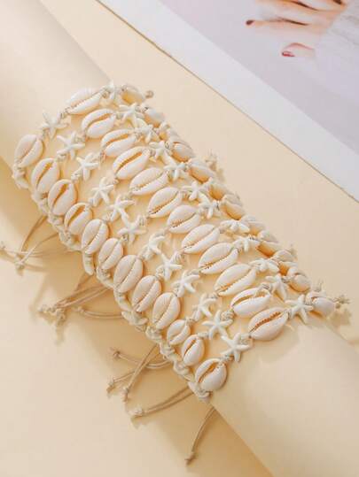 12 件/套波西米亚贝壳和海星编织手链套装，适合女性日常佩戴、度假、节日、生日、派对、礼物