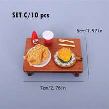 10pcs/Set Mini Dining Table Delicious Fried Chicken Burger Model Miniature Figurines Dollhouse Accessories Photoshoot Props - Various - View 10