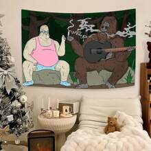 Polyester Humorous Cartoon Wall Tapestry - 1pc Orangutan And Character Home Decor Living Room, Office