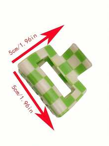 3pcs/Set Women's Colorful Checkerboard Acrylic Hair Clips, Small Square Hair Hair Claw For Daily Use - Multicolor - View 3