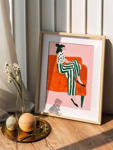 1 buc. Poster artistic la modă pentru femei pe canapea - Decorare de perete în stil pictură în ulei fără rame, potrivit pentru camere de zi, dormitoare și birouri de acasă - ilustrații retro și moderne, decor minimalist, artă de perete poster - Multicolor - Vizualizare 3