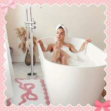 1 件漂亮蝴蝶结浴室垫，可爱少女风格地毯，毛绒柔软人造毛皮地毯，客厅、卧室、衣柜、入口、厨房、床边地毯，耐用防尘